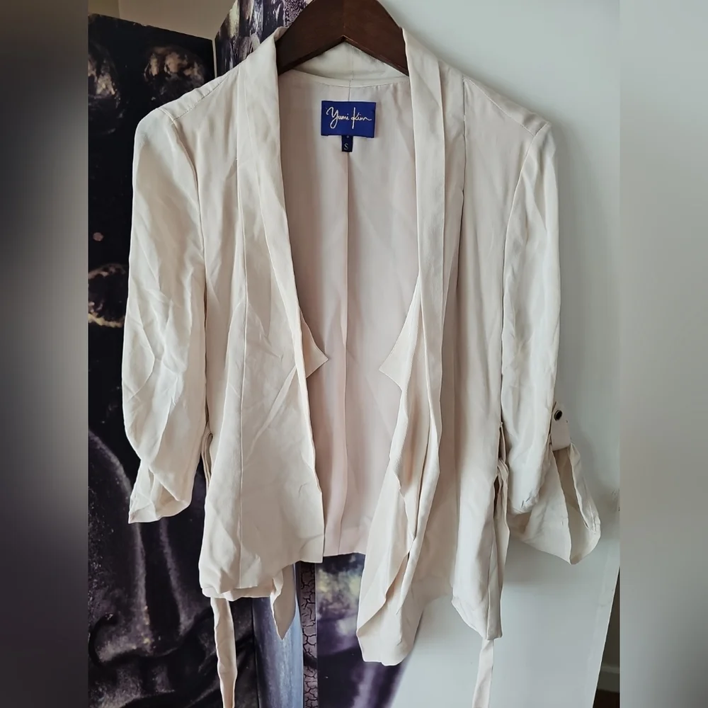 YUMI KIM Women's Belted‎ Attached Layer Waterfall Flyaway Jacket Topper Size S